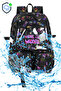 Black Kawaii Korean Style Twil Fabric Patterned Backpack, Lunch Bag and Pencil Case Triple Set - 3