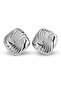 Brass Silver Color Embroidered Square Model Women's Earrings
