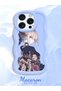 iPhone 14 Pro Max Compatible Case Camera Protector Blue Silicone Couple Phone Case Girl Pattern - 2