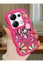 Redmi Note 13 Pro 4g Compatible Case with Camera Protection Red Silicone Couple Phone Case with Floral Pattern