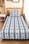 Marine Navy Blue Youth Room Single Pique Set - Striped White 160X220 cm Quilted Bedspread - 5