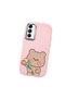 Samsung Galaxy A14 Compatible Case with Camera Protection Pink Silicone Couple Phone Case with Teddy Bear Pattern - 3