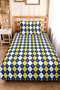 Navy Blue Yellow Geometric Youth Room Single Pique Set - Plaid 160X220 cm Quilted Bedspread - 5