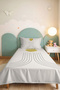 Yellow Geometric Modern Young Room Single Pique Set - Anthracite 160X220 cm Quilted Bedspread - 2