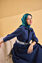 وشاح منقوش من الحرير التويلي 11523 نمط منقوش 09-أخضر-نيلي - 5