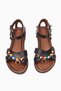 Women's Black Beaded Leather Powder Casual Sandals - 2