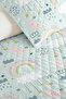 Pastel Rainbow Blue Children's Room Single Pique Set - Cloud Star 160X220 cm Bedspread - 3
