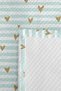 Hearted Striped Mint Girls' Pique Set - Pastel Gold White Baby Room Bedspread - 160X220 cm - 7