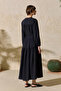 Black Modal Dress with Gathered Detail - 6
