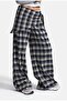Women's Laci Plaid W6-56 Palazzo Fit Skirt Detailed Design Trousers