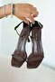 Davino Women's Open-Toe Leather Heeled Sandals Brown - 4