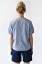 4896 Women's Gingham Elastic Cufflinks Shirt Blue - 4