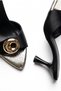 Women's Black Satin Shiny Buckle Pointed Toe Thin Heeled Slippers Minky - 5