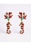 Seahorse Figured Coral Design Red Turquoise Stone Detailed Dangle Women's Earrings with Pearl Detail - 4