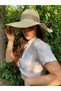 Flared beige straw hat with scarf - 7