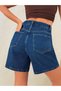 Women's High Waist Denim Shorts Comfortable Fit Casual Denim Shorts Blue - 4