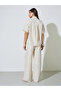 Yellow Striped Short Sleeve Shirt and Wide Leg Pants Set - 6
