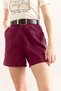 Women's Burgundy Pocketed Lined Washable Linen Shorts Shrt-19000056 - 3