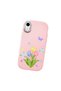 iPhone Xr Compatible Case Camera Protector Pink Silicone Couple Phone Case with Floral Pattern - 3