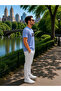 Men's Printed Crew Neck Blue Loose T-Shirt - 3
