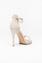 Women's High Heel Platform Beige Suede Evening Dress Open Shoes - 4
