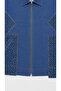 Plus Size Zippered Denim Suit with Leopard Pattern Detail, Capri Sleeve, Wide Leg Women's Suit - 5