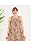 Women's 100% Cotton Wide Cut Patterned Front Pocket Thick Strap Square Neck Dress & Nightgown - 6
