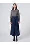 Pleated Suede Skirt Dark Navy Blue - 2
