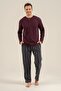 Men's Purple Buttoned Collar Long Sleeve Pajama Set Ar3836-S-V1