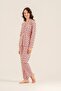 Women's Flowers Patterned Pink Shirt Pajama Set Ar3761-S-V1 - 8