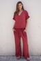 Cotton Burgundy Palazzo Trousers L-Xl - 3
