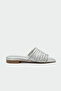 Ciffy Knitted Detailed Flat Women's Silver Slippers