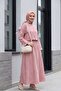 Single Button Embroidered Skirt Linen Look Suit - Dried Rose