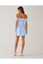 Women's 100% Cotton Lined Off-Shoulder Corset Detailed Buttoned Mini Summer Dress - 2