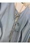 Ribbon Tied Denim Suit Light Blue - 2