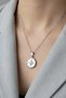 Steel Gray Compass Star Motif Stylish Necklace with Single Stone Detail - 7