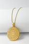 Gold Color Ayetel Kürsi & Esmaül Hüsna Written 316L Stainless Steel 3.5 cm Circle Pendant |   60 cm Accordion Chain - 2
