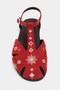 Utya Red Suede Leather Embroidery Detail Flat Sole Women's Sandals - 6