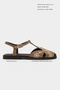 Utya Rome Beige Suede Leather Embroidery Detail Flat Sole Women's Sandals - 2