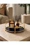Gold Black Round Decorative Tray with Handles 25 Cm, Presentation and Organizing Tray with Handles - 4
