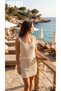 Women's Strappy Square Neck Knitwear Dress with Waist Tie - 7