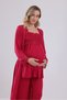 New Season Cherry Special Lace Design Strap 100% Cotton Maternity Pajama Set with 3 Pieces - 8