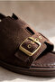Premium Suede Look Gold Buckle Casual Summer Back-Strap Sandals - 4