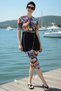 2-Piece Set (with Bonnet Gift) Water-Repellent Fabric Semi-Hijab Swimsuit with Front Zipper and Below-Knee Leggings D47 - 2