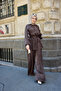 Women's Ruffle Sleeve Detailed Lined Suit Set Brown - 2