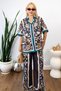 Patterned Linen Women's Top and Bottom Set