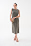 Yandan Brooched Pleated Pique Modal Dress - 3