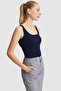 Women's Navy Blue Square Neck Basic T-Shirt 50321790-Vr033 - 3