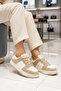 White-Beige Lace-Up Women's Sneaker Pci-11505 g - 2