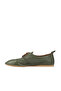Green Leather Women's Flat Ballerinas - 4